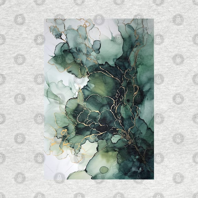 Olive Opulence - Abstract Alcohol Ink Art by inkvestor